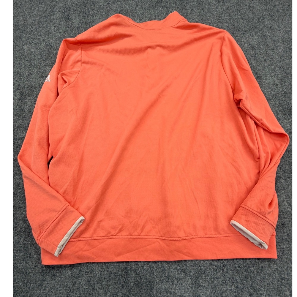 Adidas Mens Quarter Zip Pullover Orange Golf Sweatshirt 2XL Sustainable Logo - Picture 5 of 7